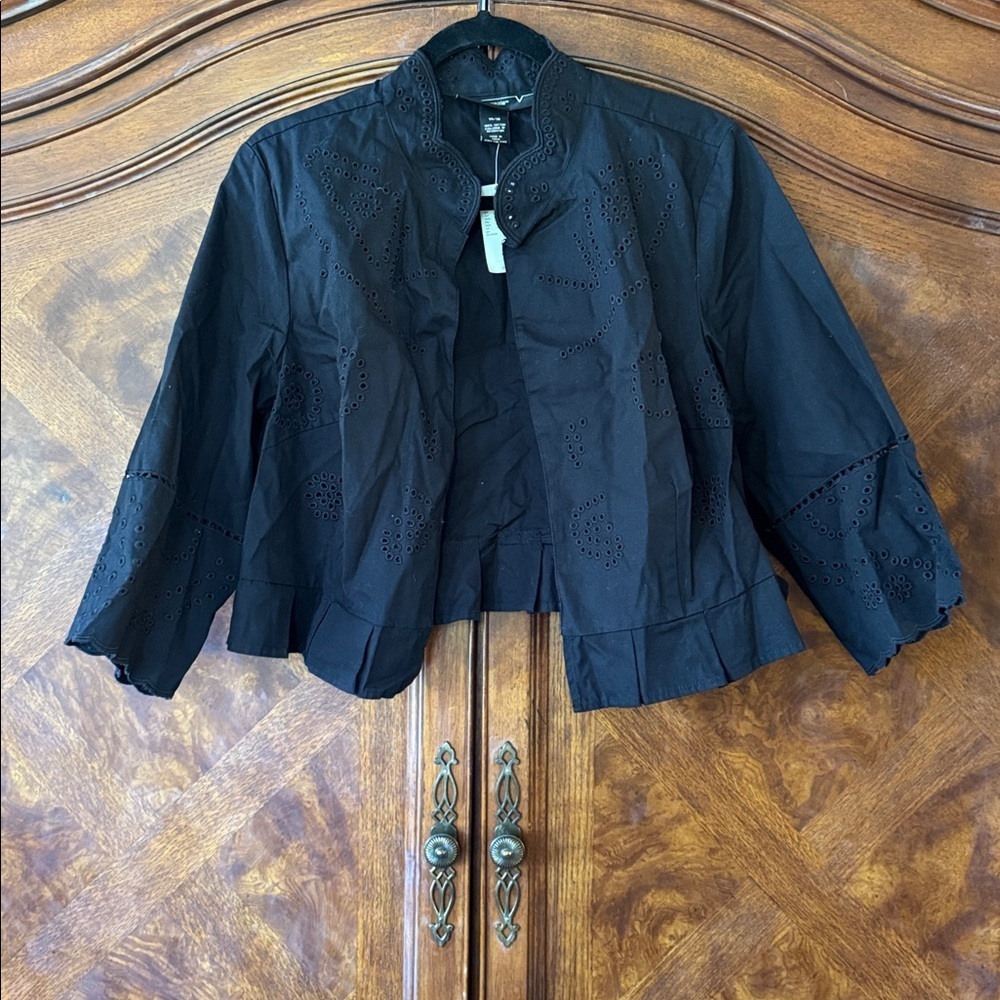 NWT Lane Bryant Venezia Black Eyelet Cotton Jacket size 14/16